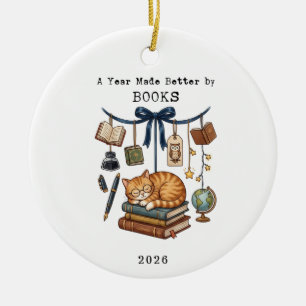 A year Made Better By Books Christmas Reader   Ceramic Tree Decoration
