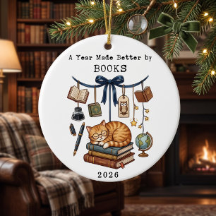 A year Made Better By Books Christmas Reader Ceramic Tree Decoration