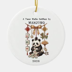 A year Made Better By Mahjong Christmas Panda Ceramic Tree Decoration