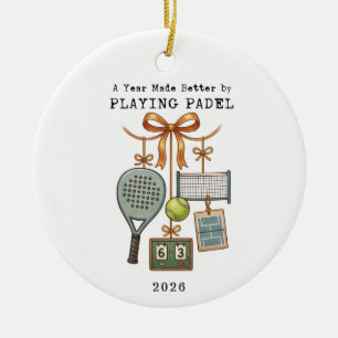 A year Made Better By Playing Padel Holiday Ceramic Tree Decoration