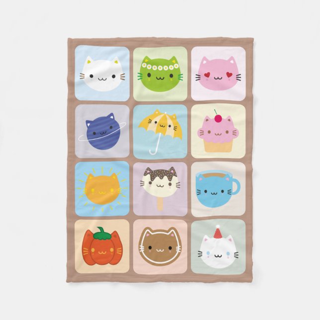 A Year of Cute Cats Fleece Blanket (Front)