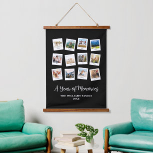 A Year of Memories Family Monthly Photo Collage Hanging Tapestry