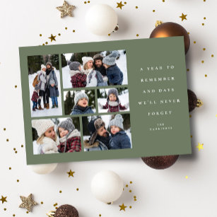 A year to remember 2022 6 photo collage green holiday card