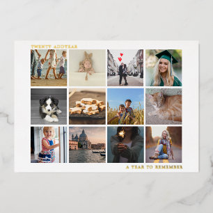 A Year To Remember Family Photo Collage Christmas Foil Holiday Card