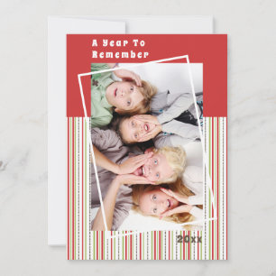 A Year to Remember Stripe Christmas Holiday Photo