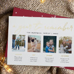 A Year to Remember | Year in Review Photo Collage Foil Holiday Card<br><div class="desc">Unique modern holiday card design features four favourite photos with custom captions, with your family name and "A Year to Remember" above in luxe gold foil lettering. Create an engaging year-in-review style card for family and friends by sharing photos of your family's special moments and describing them with our custom...</div>