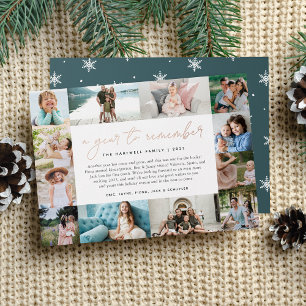 A Year to Remember Year in Review Photo Collage Foil Holiday Card