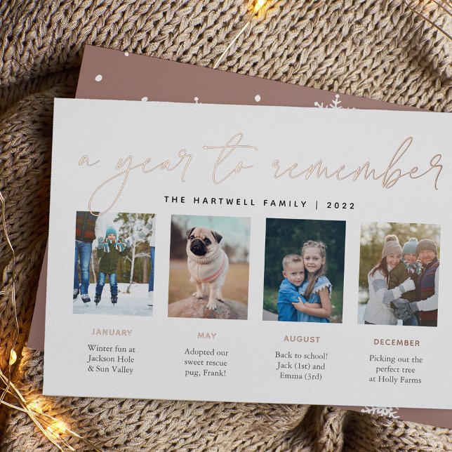 A Year to Remember | Year in Review Photo Collage Foil Holiday Card (Creator Uploaded)