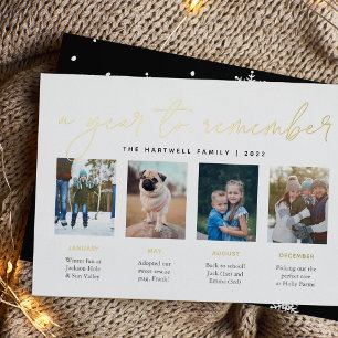 A Year to Remember   Year in Review Photo Collage Foil Holiday Card