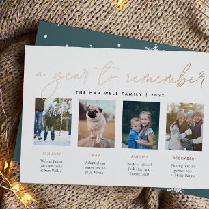 A Year to Remember   Year in Review Photo Collage Foil Holiday Card
