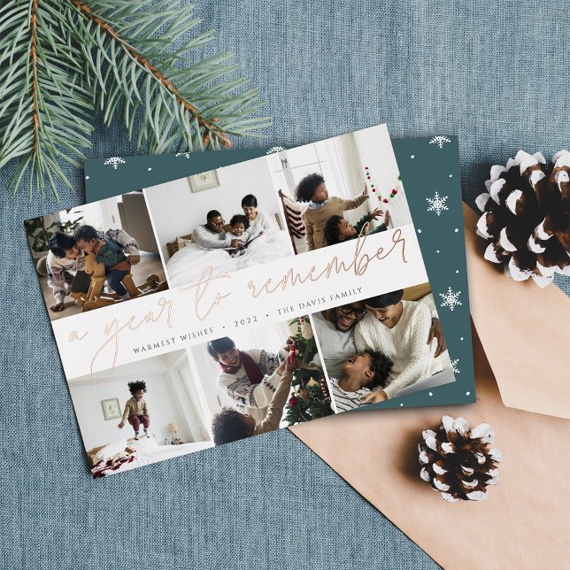 A Year to Remember | Year in Review Photo Collage Foil Holiday Card (Creator Uploaded)