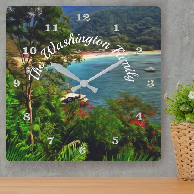 A Yelapa Family View 0828 Square Wall Clock (Creator Uploaded)