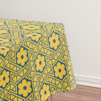 A yellow and blue Indian lattice flower pattern Tablecloth