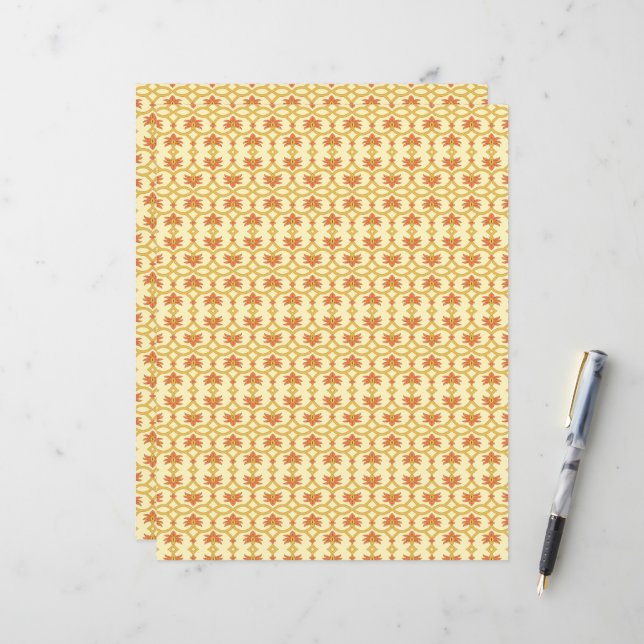 a yellow and white background with an intricate de (Front/Back In Situ)