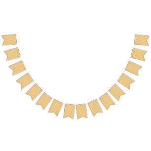 a yellow and white background with an intricate de bunting