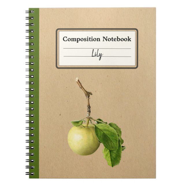A Yellow Apple With Leaves Personalised Comp Notebook (Front)