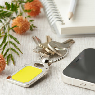 a yellow background with a black border key ring