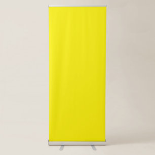 a yellow background with a black border retractable banner