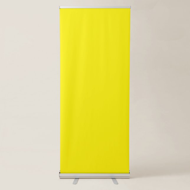 a yellow background with a black border retractable banner (Front)