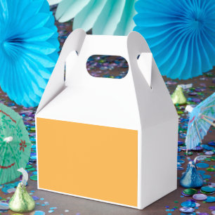 a yellow background with a favour box