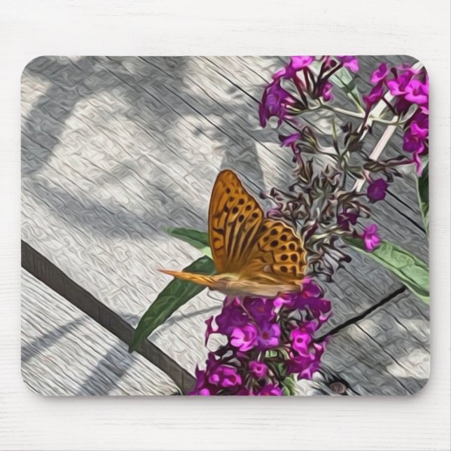 A yellow butterfly mouse mat (Front)