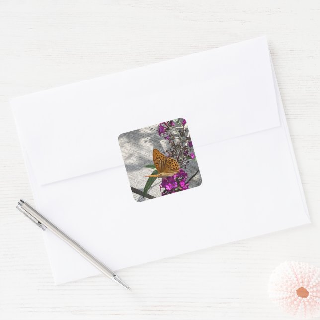 A yellow butterfly square sticker (Envelope)