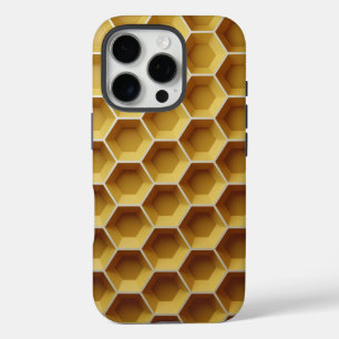 A yellow hexagonal shapes in a honeycomb pattern iPhone 16 pro case