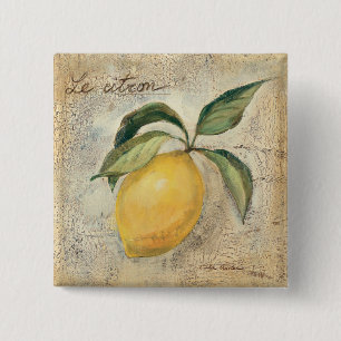 A Yellow Lemon Fruit 15 Cm Square Badge