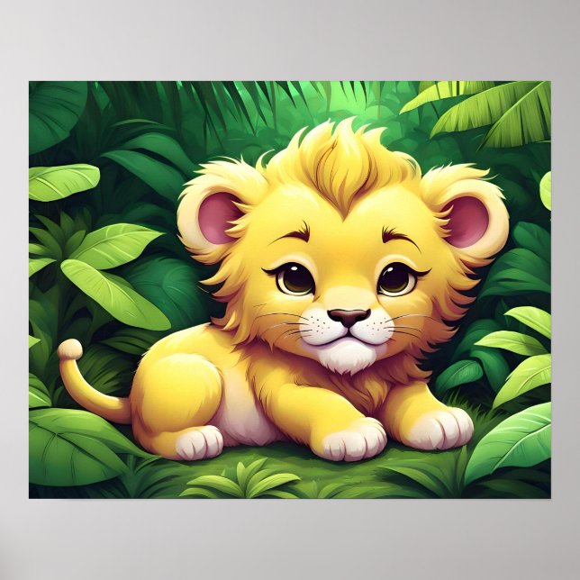 A Yellow Lion Cub in the Jungle Poster (Front)