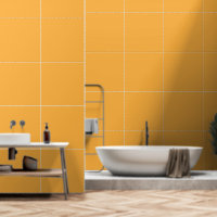 A yellow square featuring a clean white border, cr