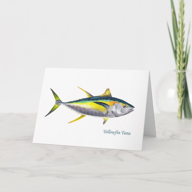 A Yellowfin Tuna greetings card (Front)