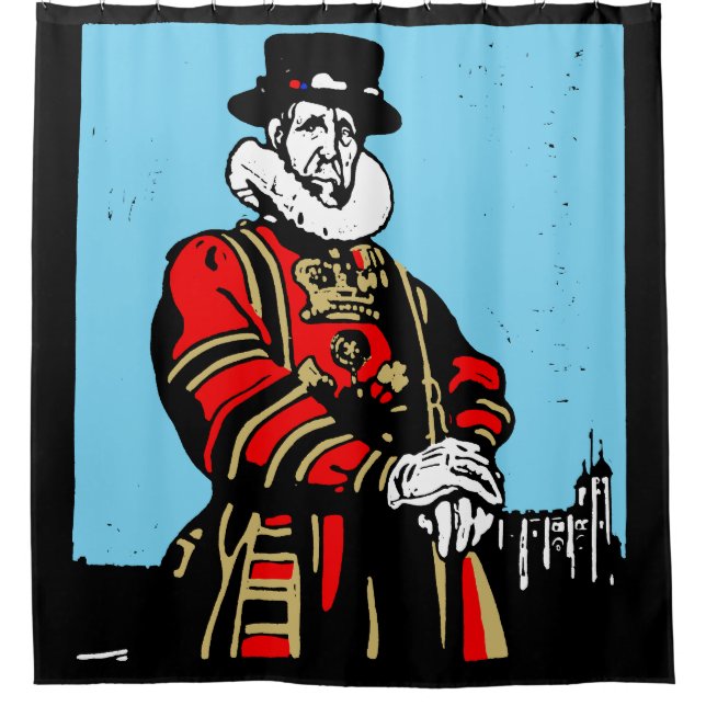 A Yeoman Warder or Beefeater Shower Curtain (Front)