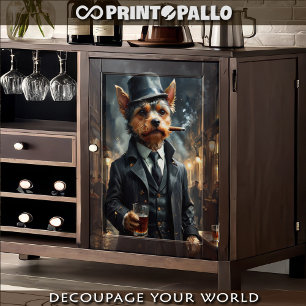 A Yorkshire Terrier with whiskey in 1920 Chicago Tissue Paper