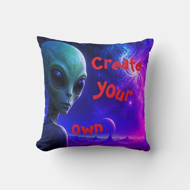A Young Alien Being On a Throw Pillow (Front)