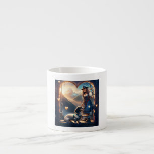 A Young Alipine Girl And Her Loving Dachshund Espresso Cup