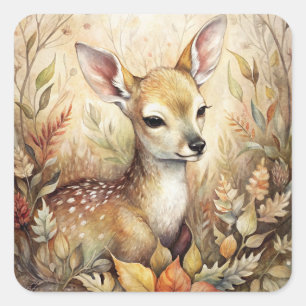 A Young Fawn Square Sticker