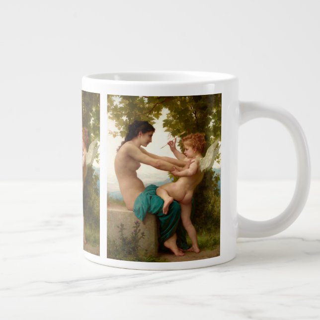 A Young Girl Defending Herself Against Eros Large Coffee Mug (Right)