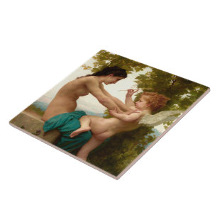 A Young Girl Defending Herself Against Eros Tile