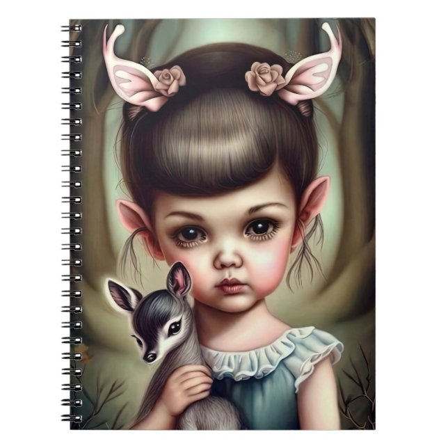 A young girl holding a deer notebook (Front)