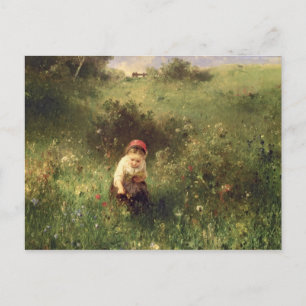 A Young Girl in a Field Postcard