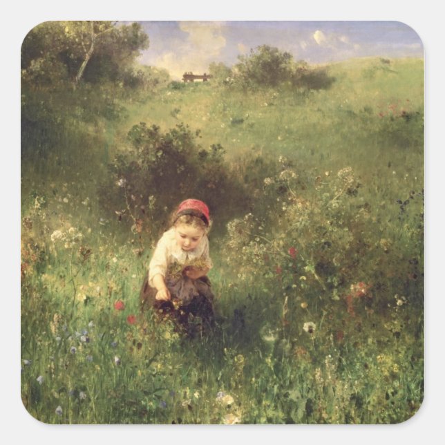 A Young Girl in a Field Square Sticker (Front)