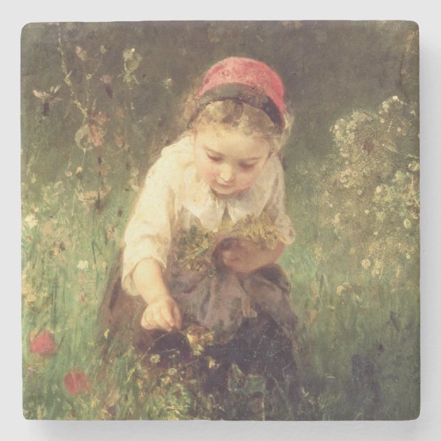 A Young Girl in a Field Stone Coaster (Front)