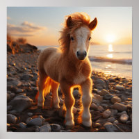 A young horse with a mane of flowing curls