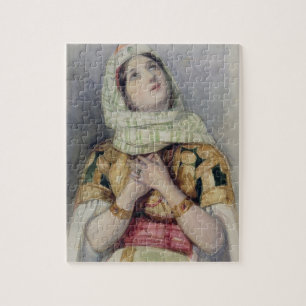 A Young Lady in Turkish Dress (w/c over pencil on Jigsaw Puzzle