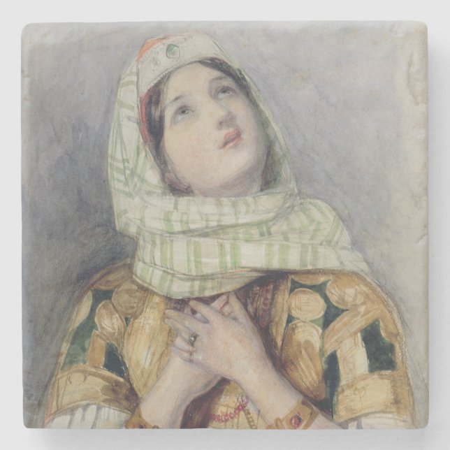 A Young Lady in Turkish Dress (w/c over pencil on Stone Coaster (Front)