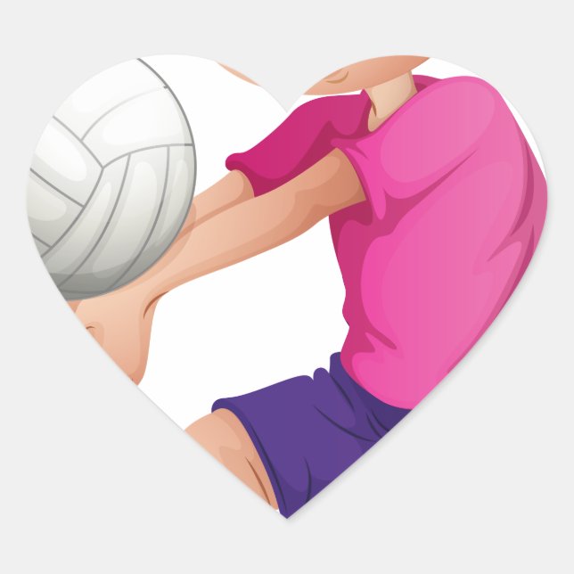 A young man playing volleyball heart sticker (Front)