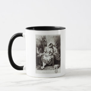 A Young Woman Dozing with an Angel Mug