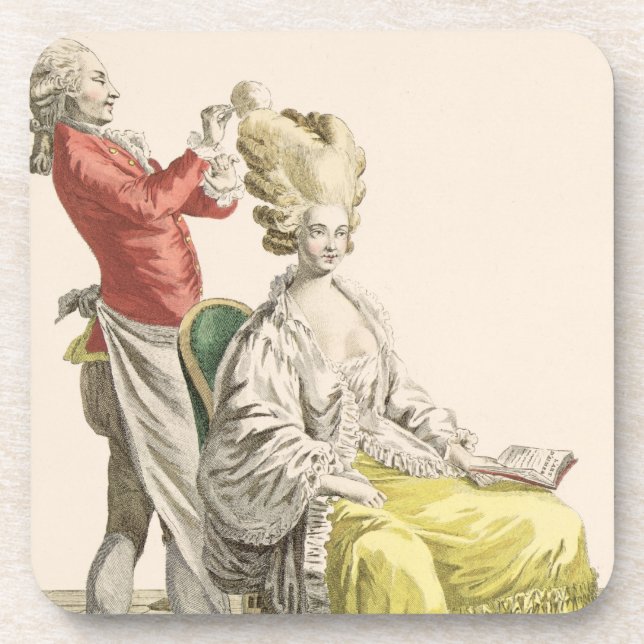 A Young Woman in a Peignoir with her Hairdresser, Coaster (Front)