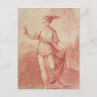 A Young Woman walking bare-footed in a Landscape