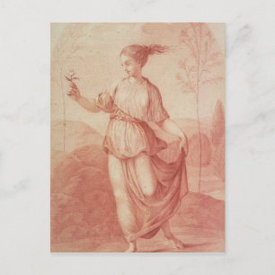 A Young Woman walking bare-footed in a Landscape Postcard